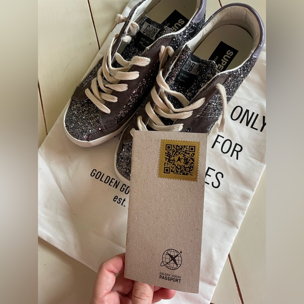 Golden Goose Super Star Low Top Sneaker - Glitter Sparkle - Size 8 - Brand New - Picture 6 of 16